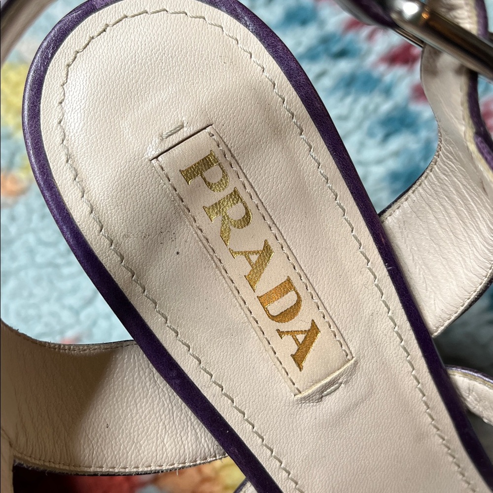 Prada purple platform wedge peep toe sandals - Picture 6 of 10